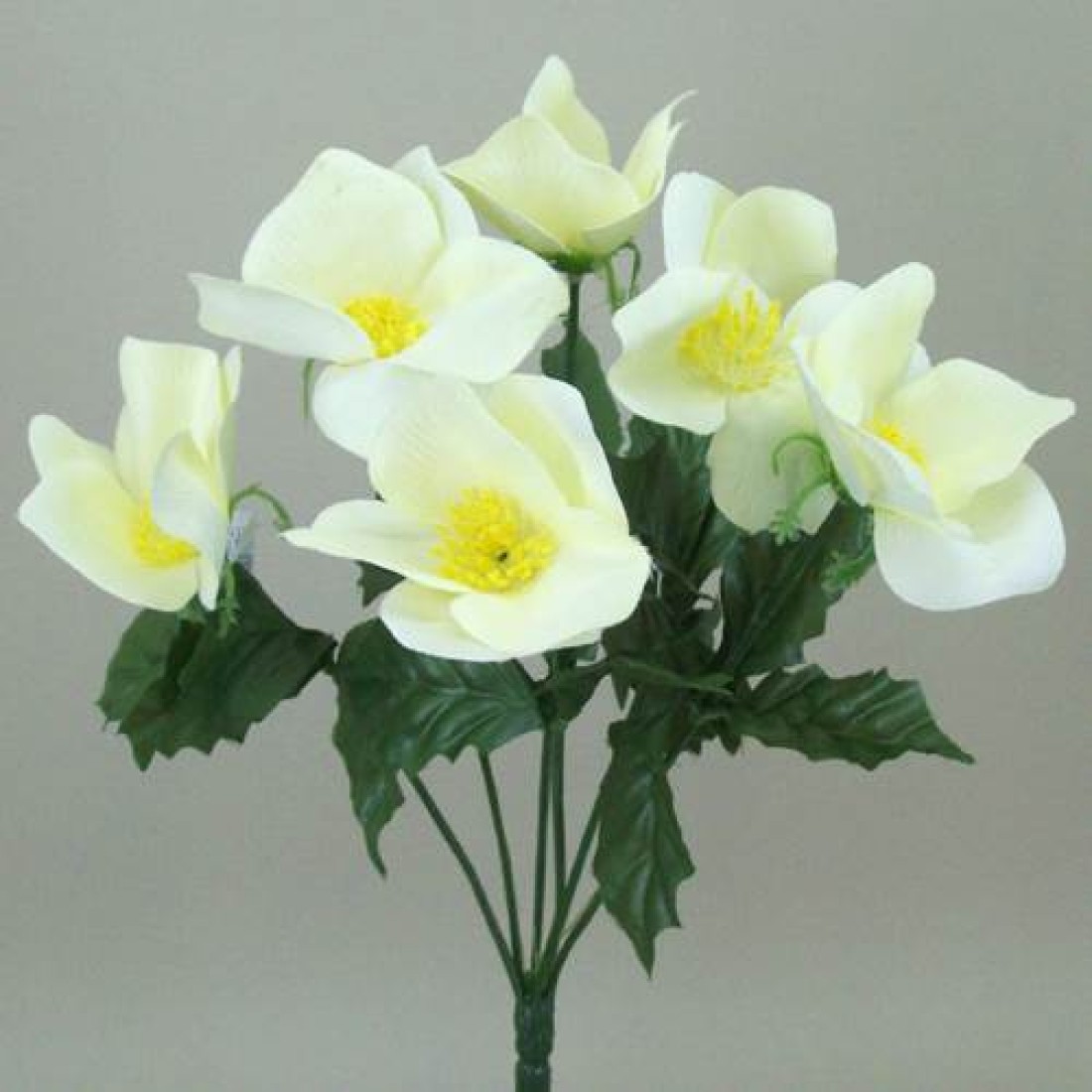 Artificial Christmas Flowers Silk Hellebores Bunch Cream